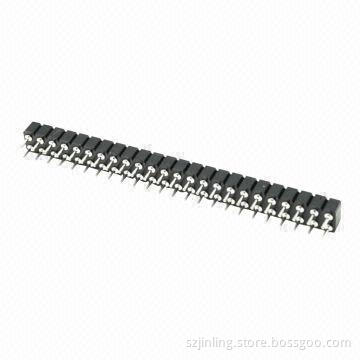 2.0 Machined Female Header, H = 2.8, 2 x 36P, Straight, L = 7.4, Dip = 3.2, Gold/Tin Plated, PPS